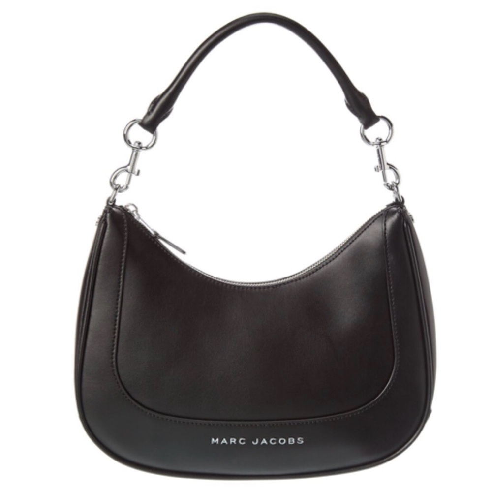 Marc Jacobs Black Leather Crescent Shoulder Bag with Silver Hardware